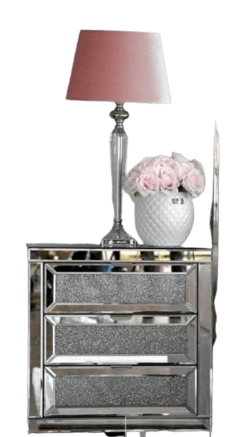 PRIMAVERA-HOME  Zrkadlový nočný stolík PAOLA S na kovových nohách v očarujúcom štýle, New York